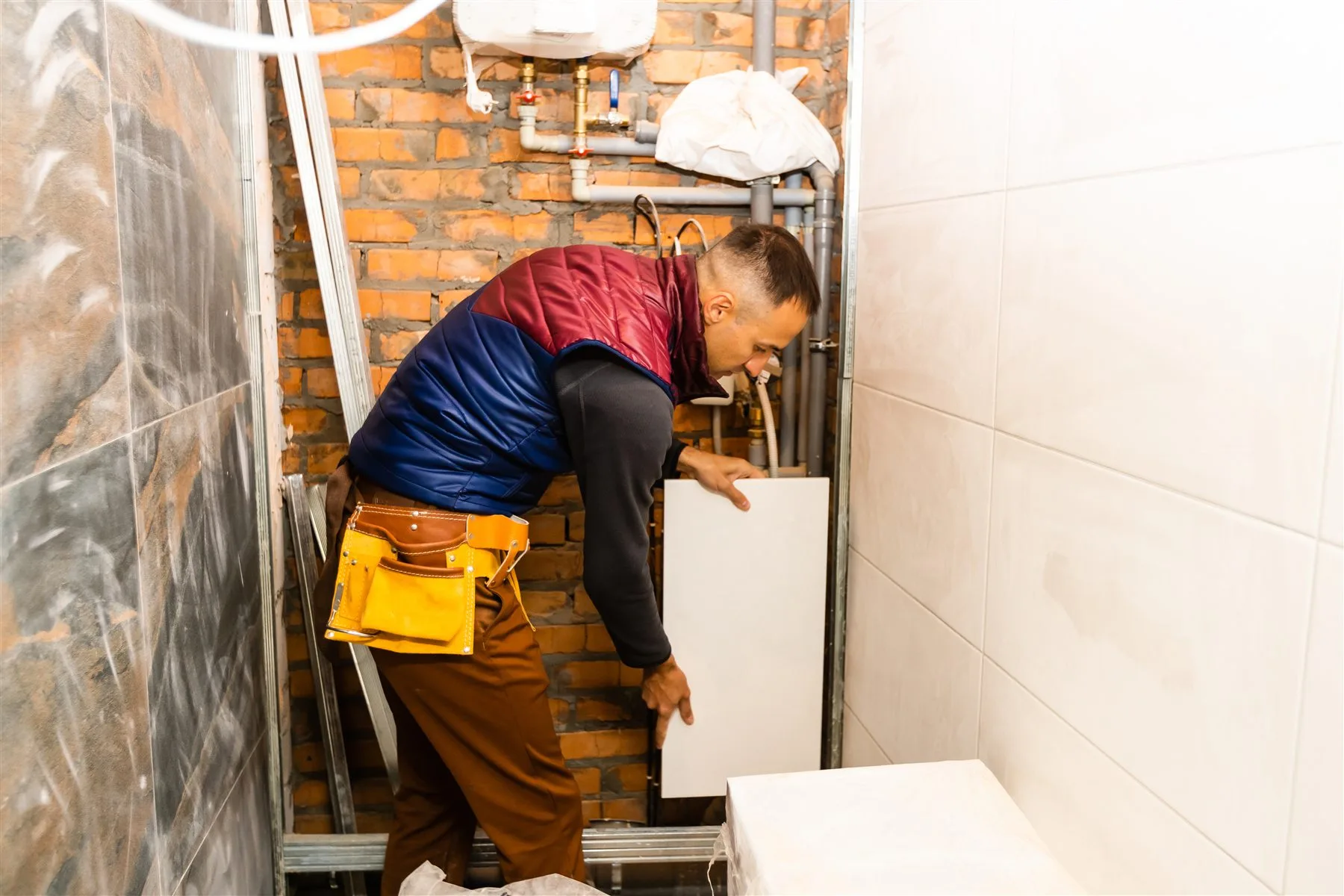 Bathroom design reference with a glass walk-in shower and double vanity